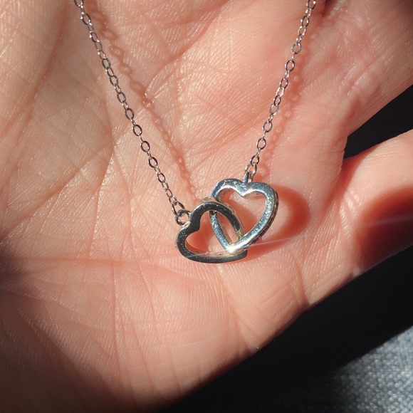 S925 Double Hearts Necklaces - sterling silver - Picture 3 of 5